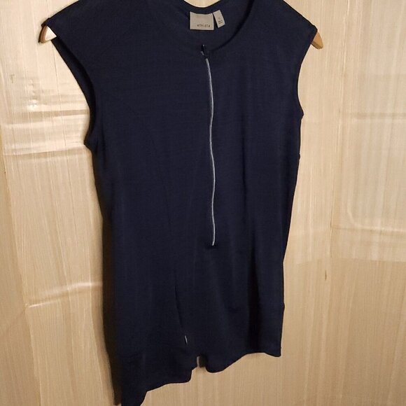 Athleta Dark Blue Sleeveless Full Zip Tunic Top Medium - Picture 3 of 7